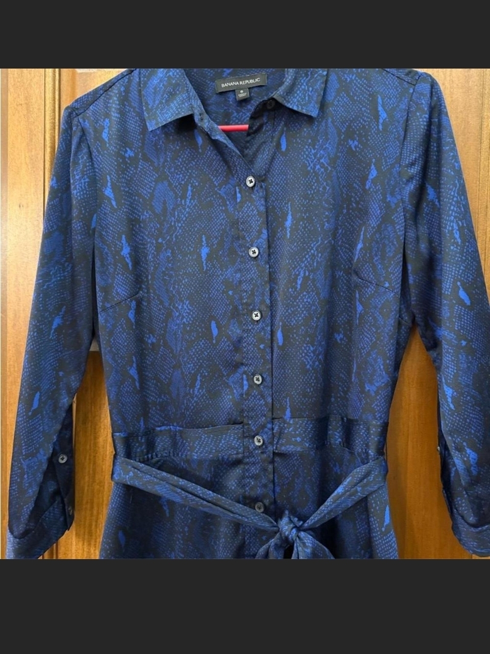 Banana Republic Blue and Black Printed Shirt Dress